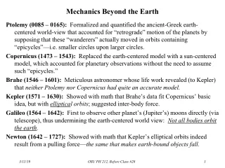 Mechanics Beyond the Earth