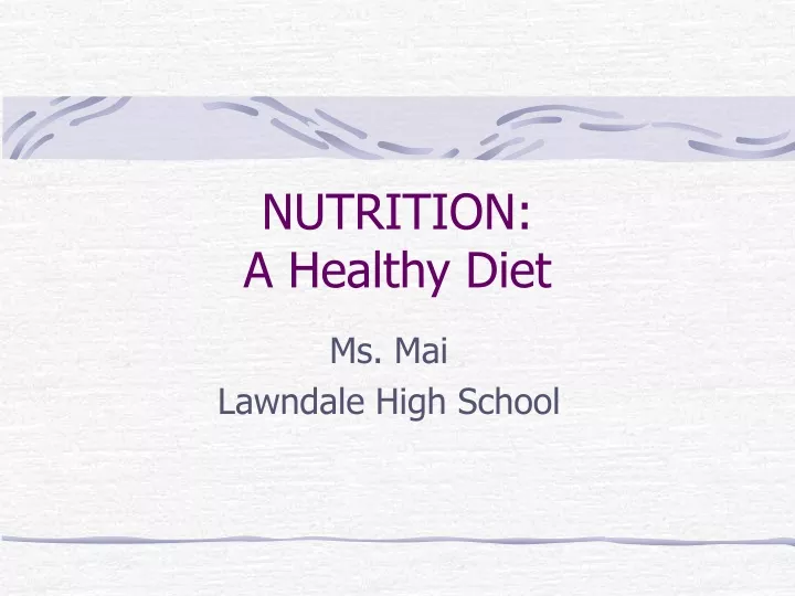 nutrition a healthy diet