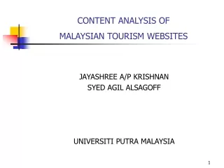 CONTENT ANALYSIS OF  MALAYSIAN TOURISM WEBSITES