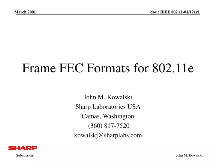 frame fec formats for 802 11e