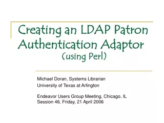 Creating an LDAP Patron Authentication Adaptor