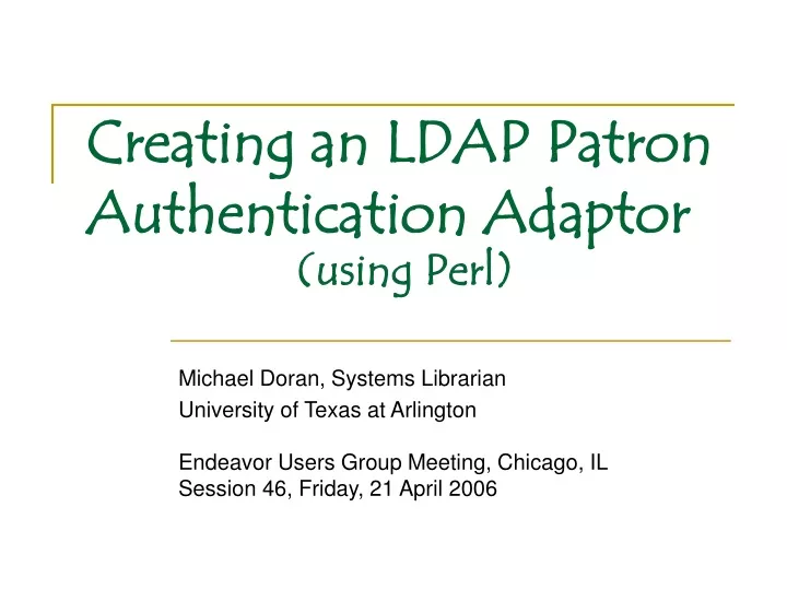creating an ldap patron authentication adaptor