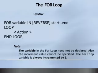 The  FOR Loop