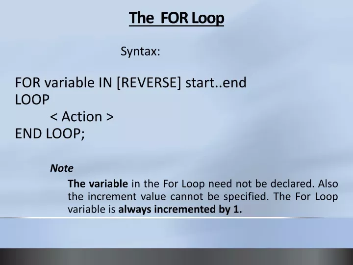 the for loop