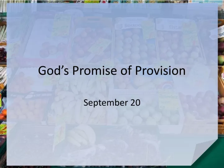 god s promise of provision