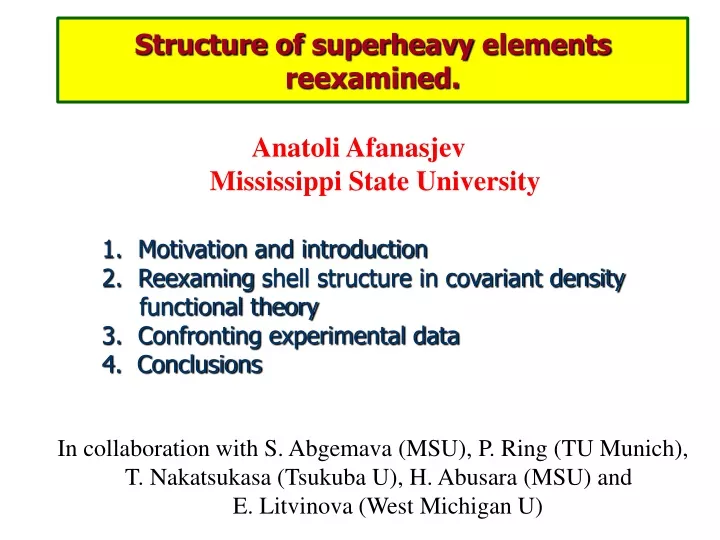 structure of superheavy elements reexamined