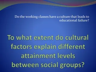 To what extent do cultural factors explain different attainment levels between social groups?