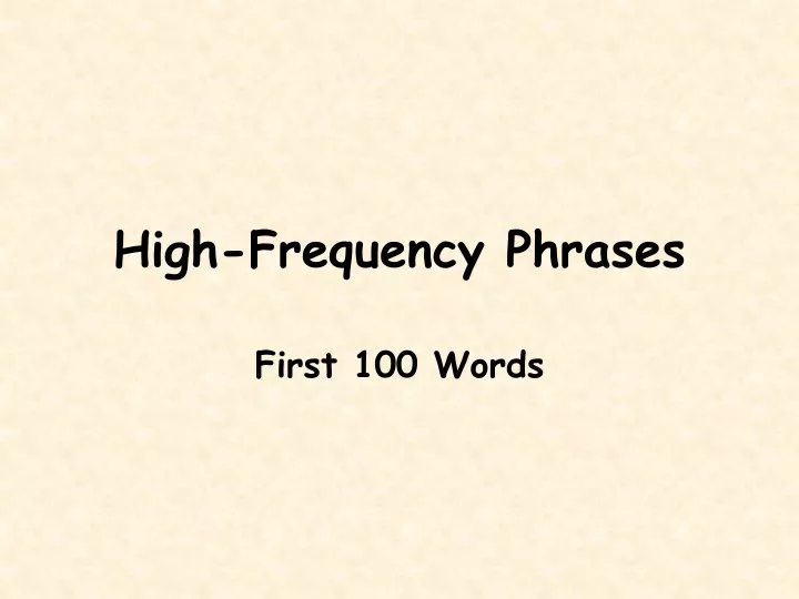 high frequency phrases