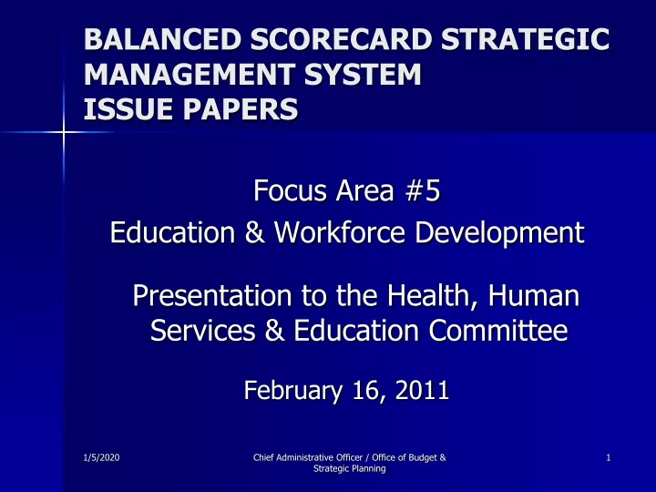 balanced scorecard strategic management system issue papers