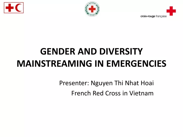 gender and diversity mainstreaming in emergencies