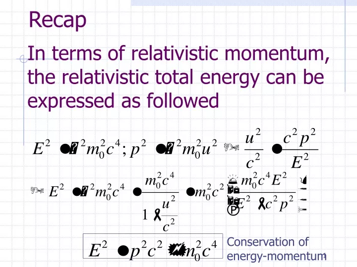 in terms of relativistic momentum the relativistic total energy can be expressed as followed