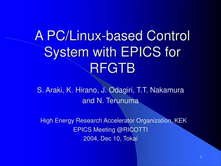 a pc linux based control system with epics for rfgtb