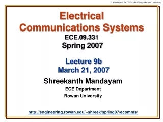 Electrical  Communications Systems ECE.09.331 Spring 2007