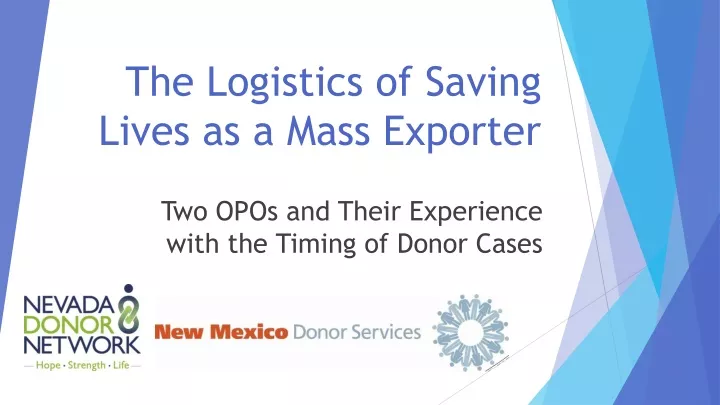 the logistics of saving lives as a mass exporter