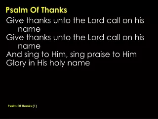 Psalm Of Thanks