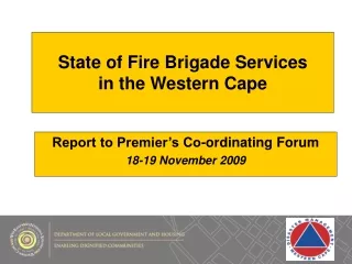 State of Fire Brigade Services in the Western Cape