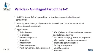 Vehicles - An Integral Part of the IoT