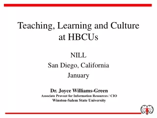 Teaching, Learning and Culture at HBCUs