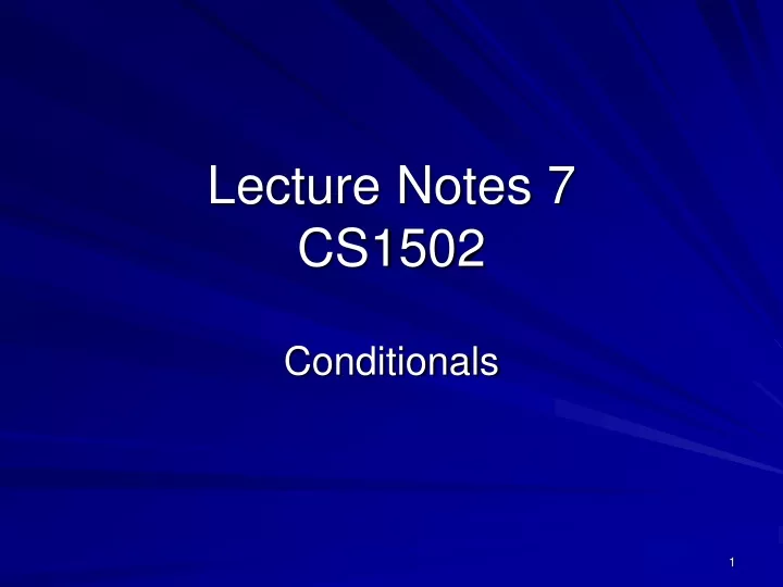 lecture notes 7 cs1502