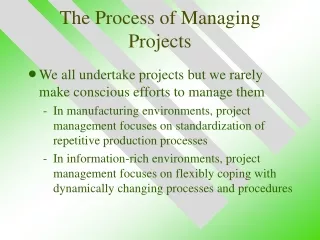 The Process of Managing Projects