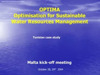 OPTIMA  Optimisation for Sustainable Water Resources Management