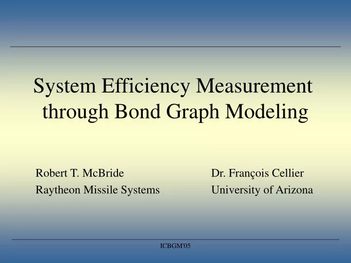 system efficiency measurement through bond graph