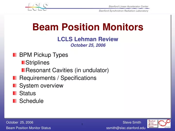 beam position monitors lcls lehman review october 25 2006