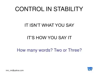 CONTROL IN STABILITY