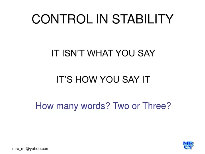 control in stability