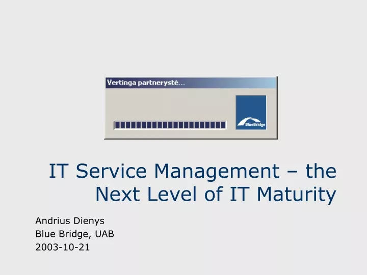 it service management the next level of it maturity