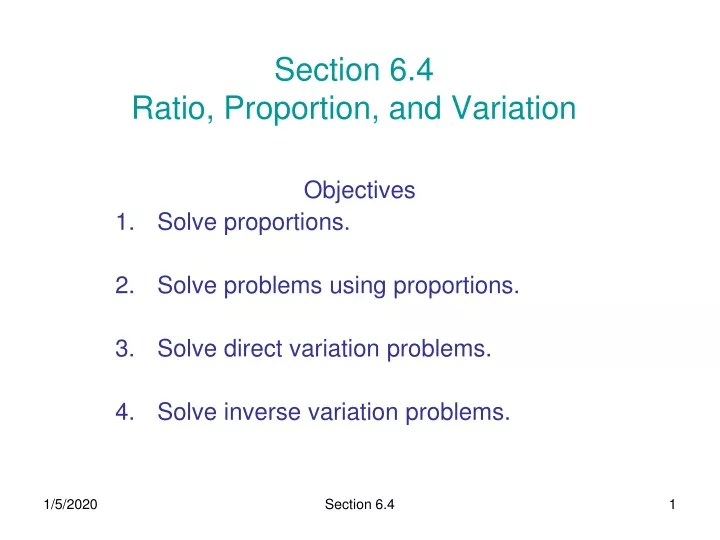 section 6 4 ratio proportion and variation
