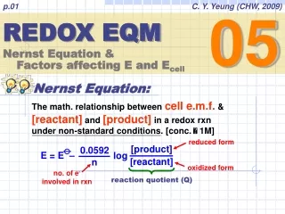 REDOX EQM Nernst Equation &amp;