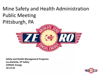Mine Safety and Health Administration Public Meeting Pittsburgh, PA