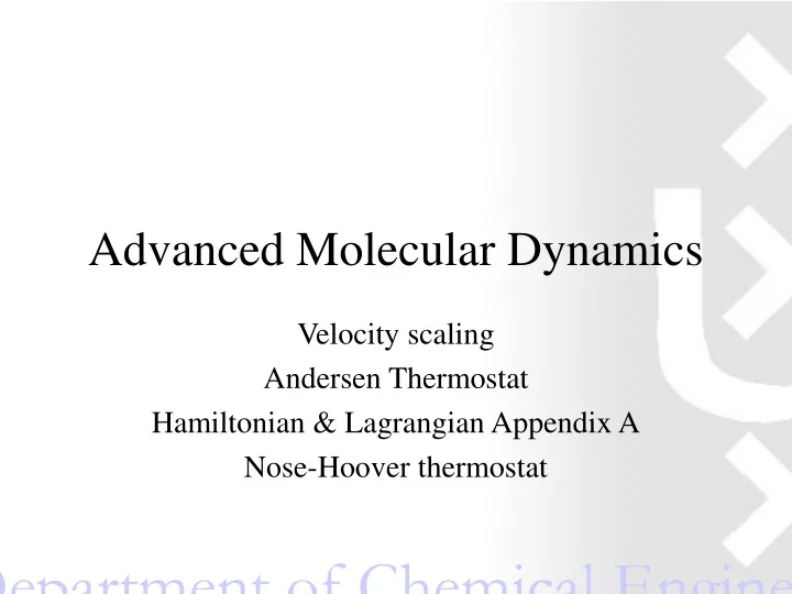 advanced molecular dynamics