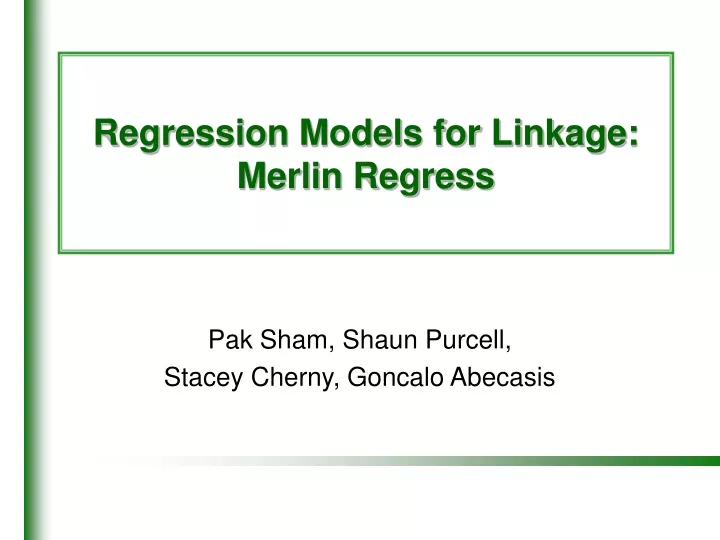 regression models for linkage merlin regress