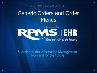 Generic Orders and Order Menus