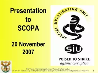 Presentation to  SCOPA 20 November 2007