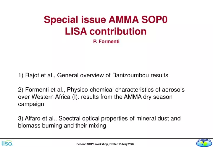 special issue amma sop0 lisa contribution