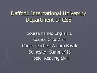 Daffodil International University Department of CSE