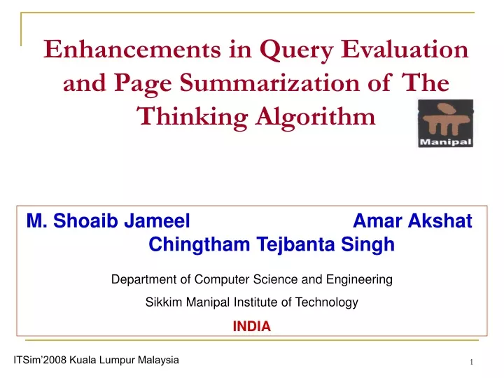 enhancements in query evaluation and page summarization of the thinking algorithm