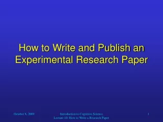 How to Write and Publish an Experimental Research Paper