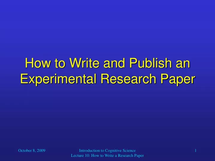 how to write and publish an experimental research