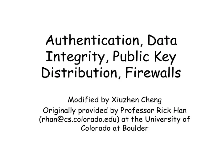 authentication data integrity public key distribution firewalls