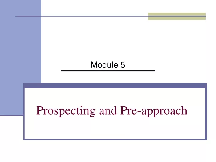 prospecting and pre approach