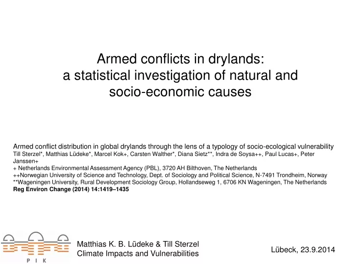 armed conflicts in drylands a statistical