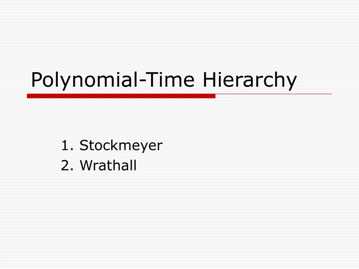 polynomial time hierarchy