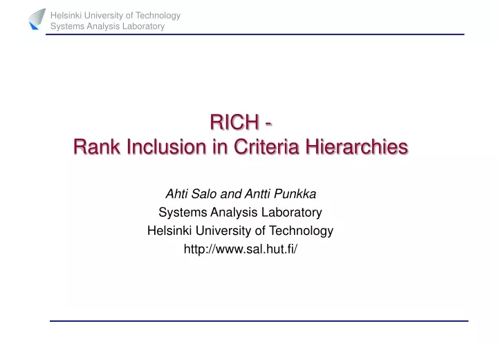 rich rank inclusion in criteria hierarchies