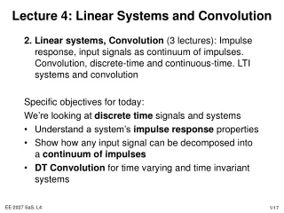 Lecture 4: Linear Systems and Convolution