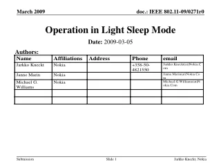 Operation in Light Sleep Mode