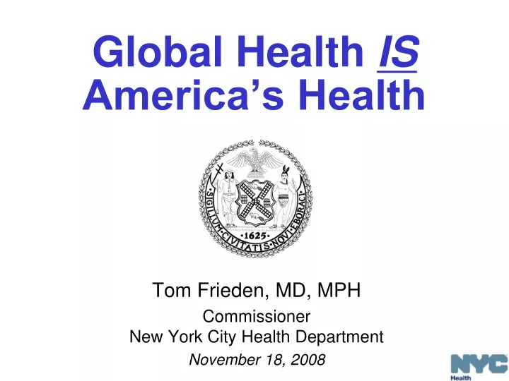 global health is america s health